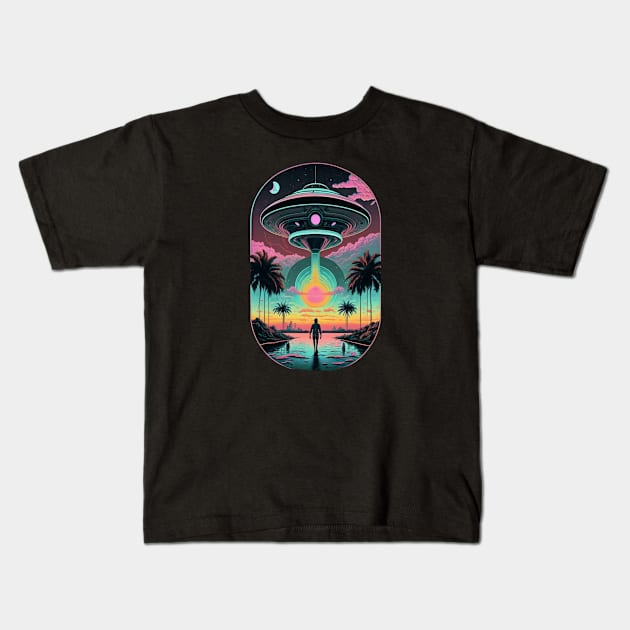 UFO Disclosure UAP Miami Flying Saucer Aliens in Miami Ufology Disclosure ET Believer. Kids T-Shirt by DeanWardDesigns